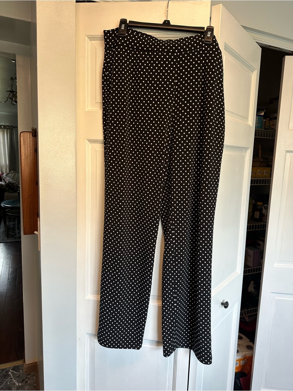 Black Polka Dot Wide Leg Pants- Large